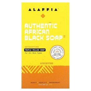 알라피아 Alaffia 정품 아프리카 블랙 비누 삼중 밀링 무향 227G 8OZ), 1개