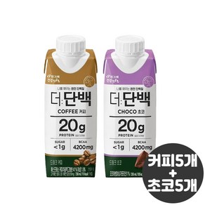 빙그레 더단백드링크 250ml 커피맛5+초코맛5(10개입)/단백질드링크/단백질보충/무, 1세트