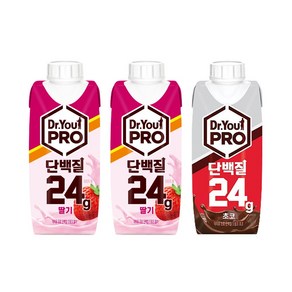 오리온 닥터유 프로 드링크 단백질 딸기2 초코1, 1세트, 750ml