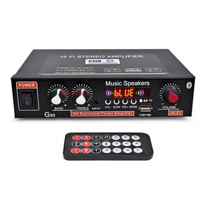 블루투스 5.0 하이파이 뮤직 앰프 HiFi 스테레오 오디오 앰프 스피커 2채널 USB/SD/FM+리모컨