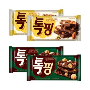 오리온 톡핑 초콜릿 아몬드그래놀라 2개+ 헤이즐넛그래놀라 2개, 1세트, 172g