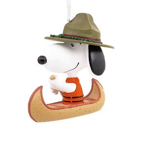 Hallmak 피너츠 스누피 온 홀리데이 개집 크리스마스 장식품, Camp Snoopy in Canoe