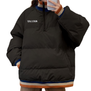 COBOTOR 빅사이즈 여성 아노락 패딩 캐주얼 심플 오버핏 두꺼운 여자 무지 다운 상의 23년 Anorak padding XK0997