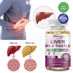 간우유엉겅퀴 315mg - 실리마린 - 간 정화 해독 및 회복 포뮬러, 1개, 60정