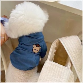 강아지 고양이 데님 여름 후드티, 1개, BLUE,