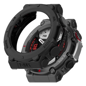 Huami Amazfit T-Rex 2 시계 보호 쉘 갑옷에 적합 부드러운 고무 쉘 tpu 하프 팩 낙하 방지 케이스, Black