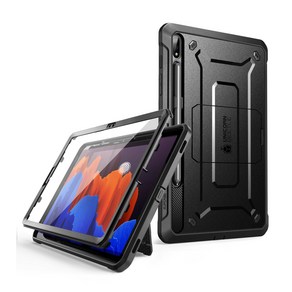 Supcase 갤럭시 탭S7플러스 / 탭S8플러스 12.4 호환 풀커버 케이스 태블릿케이스 보호필름 거치대, 블랙