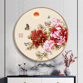심스타 실십자수 모란꽃 장미 나비 프린트 도안 패키지, 30x30면사, 11CT 3가닥자수, 1개