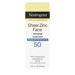 Neutrogena 쉬어 징크 옥시드 드라이 터치 페이스 미네랄 선크림 SPF 50 논