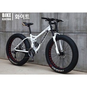 풀샥 자전거 MTB 4.0 초광폭 타이어 산악용 팻바이크 7단~27단 24인치~26인치, 24단, 블랙-24인치, 1개