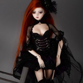 돌모아 구체관절인형의상 56cm 60cm SD13 고스로리 코스튬 드레스 세트 SD - Royantoo Dess Set (Black) - LE30 [B1-6-1], 드레스 + 머리장식 + 가터벨트 + 스타킹, 1개