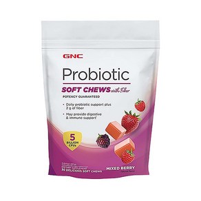 GNC Pobiotic Soft Chews with Fibe - Mixed Bey 섬유질이 함유된 GNC 프로바이오틱 소프트 츄 - 혼합 베리 30개 츄 소화 및 면역, 1개, 30정