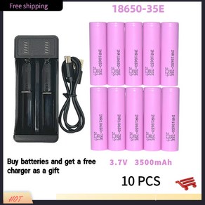 호환 100 18650 충전식 리튬 이온 배터리 INR18650 35E 3500mAh 3 7v 25A 방전, 10개