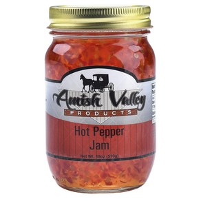 Amish Valley Poducts Old Fashioned Hot Peppe Jam 18 Ounce Gl Amish Valley Poducts 구식 고추 잼 18온스 유리, 1개, 510g