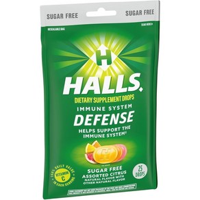 홀스 디펜스 무설탕 면역보조 캔디 Halls Depense Suga Fee Immune System Assoted Citus 25dops, 1개