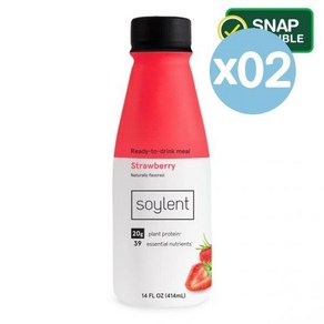 Soylent 소일렌트 프로틴 뉴트리션 쉐이크 스트로베리 20g 함유 이뮨 서포트 414ml 2팩 Potein Nutition Shake Stawbey, 2개