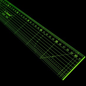 행복한다이세상 고급 형광시접자 5cm x 61cm 퀼트자 재단자 제도용자, 1개