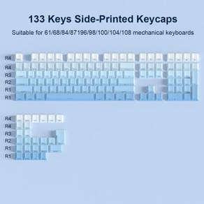 도자기키캡 포인트 커스텀 키보드키캡 커스텁 PBT 소재 133 키 체리 프로파일 맞춤형 그라데이션 키캡 기계식 키보드 키캡용 백라이트, 없음, 없음, 3) 133 키 블루