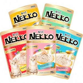 네코(NEKKO) 그레이비 파우치 SET (70g x 12개), 참치토핑+가다랑어, 12개