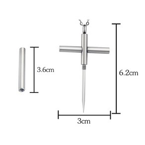 휴대용 실버 방어 나이프 자기방어 십자가 미니 소형 호신용 크로스 목걸이 공용, 실버 클래식, 1개
