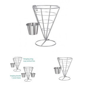 스낵 파티에 완벽한 소스 디퍼가 포함된 스테인레스 스틸 감자 튀김 홀더 바구니