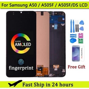 갤럭시 자가수리 액정 슈퍼 AMOLED LCD 디스플레이 터치 스크린 디지타이저 프레임 포함 A50 SM A505FN DS A505F A505, AMOLED With Fame, 1개