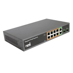 넥시 NX1237 8+2+2SFP 포트 기가비트 POE 스위치 허브/NX-POE1008G-V2/POE 8포트+업링크 2포트+SFP 2포트/전원+데이터 공급/POE 최대 150W 용, 1개