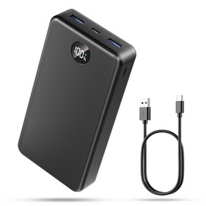 UOOFON 고속충전 대용량 보조배터리 30000mAh PD 22.5W QC3.0 잔량표시 멀티단자 + 20W C타입 케이블