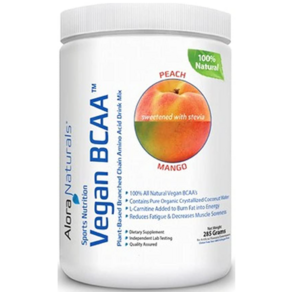 천연재료로 만든 알로라 네츄럴스 필수 아미노산 보충제 - 복숭아/망고 (30일분) Aloa Natuals Vegan BCAA Peach/Mango (285g), 1개, 285g-1통