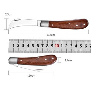 정원 접목 칼 스테인리스 스틸 버섯 전기 기사용 접이식 포켓 나이프 EDC 수공구 나무 손잡이 캠핑 도구