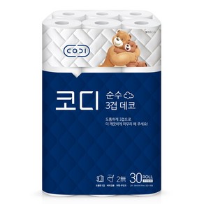 코디 순수 3겹데코 화장지 30m, 30롤, 1개