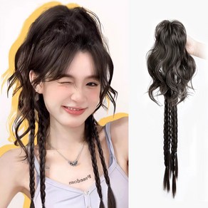 HAIRCUBE 웨이브 포니테일 브레이드 집게형 웨이브 부분가발 30+53cm