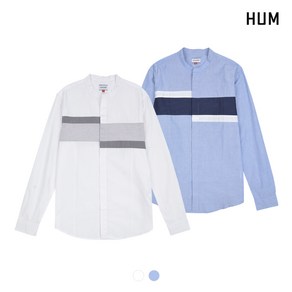 [HUM]남) 면100 블러킹 밴드카라 셔츠(H175M203A)