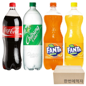 [한번에먹자] 대용량 1.5L 4종 탄산음료 혼합세트 코카콜라 + 칠성사이다 + 환타 오렌지 + 환타 파인애플 가정용 업소용 사무실음료 음료수 골라담기