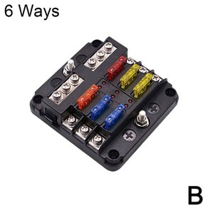 [툴스피어] 자동차 퓨즈 거치대 6 웨이 퓨즈 거치대 블록 경고 표시기 12V 36V 전원 분배 패널 보드, 6 way, 1개