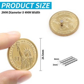 펠트자석 소형 x4mm 네오디뮴 영구 초강력 냉장고 사무실 N35 강력한 원형 NdFeB, 5pcs, 3x4MM, 5개