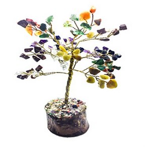 Crocon Natural Gemstone Bonsai Money Tree for Good Luck Wealth Health & Prosperity Spiritual Gift Crystal Energy Feng Shui Home Table Decor Size 7-8