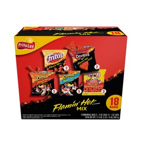 프리토레이 플레이밍 핫 모음 18개 Fito-Lay Flamin' Hot Mix Vaiety Snack Pack 18ct, 492.5g