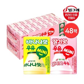 빙그레 바나나맛 미니 24p + 딸기맛 미니 24p 120ml 멸균우유, 1세트