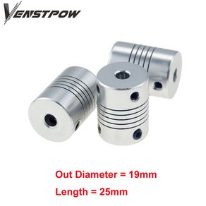 홈 리모델링 알루미늄 CNC 모터 죠 샤프트 커플러 D19L25 5x8mm 5mm-8mm 유연한 커플링 OD 19x25mm 3mm 4mm 5mm 6/6.35mm 7mm 8mm 10, [10] 7x8, 1개