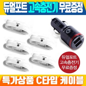 삼성 고속 충전 C타입 케이블 5개+고출력 차량용 충전기, 화이트5개+차량용충전기