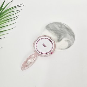 시크몽 프랑스핀 슬리미 핸들 미니 원형 11cm 휴대용 손거울, 1개, 6 마블 연핑크