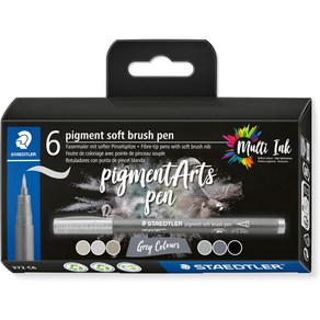 STAEDTLER Soft Bush Pen 6set 소프트브러쉬 프리미엄 잉크 워터프루프용 아트펜 캘러그래피 독일