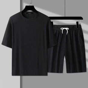 BLACK FIT 남성 스판 편안한 골지 트레이닝세트 트레이닝복 반팔 반바지 세트 빅사이즈 루즈핏 아이스 쿨소재 STRF 40