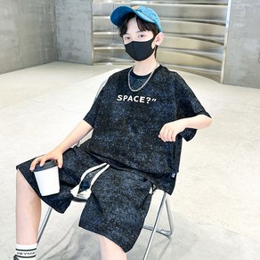 비비키드 초등생 상의 초중생 하의 주니어 의류 세트 반팔 반바지 남아 여름 우주패턴 SPACE 포인트 상의+하의 세트 (MANTIANXINGCHUNMIAN)