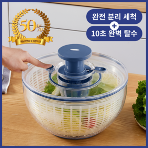 위너스홈 대용량 5L 펌프식 야채 탈수기, 딥블루, 1개