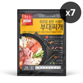 [외갓집] 다섯가지 햄과 소시지 송탄 서정리 부대찌개 1kg x 3팩, 7개