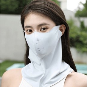 ( 재입고 완료!!!!! ) 자외선 차단 쿨링 스포츠 긴목 마스크 (목전체 카바 남녀공용 골프등 야외스포츠 전용), 라이트 그레이, 1개