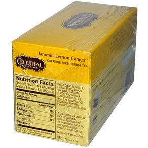 Celestial Seasonings Hebal Tea Caffeine Fee Jamm Celestial Seasonings 허브티 카페인 프리 Jammin' 레몬 생강 - 1, 666.78g, 1개