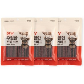 푸치마켓 우월한 져키 2종, 3개, 200g, 소고기2+연어1